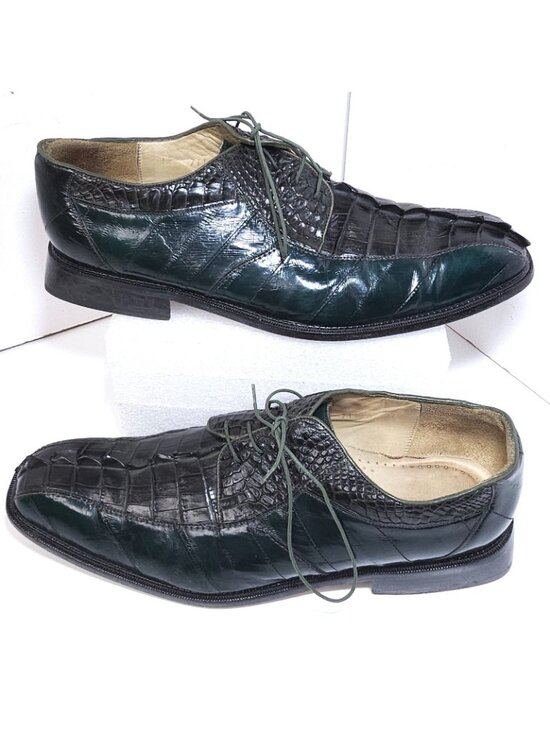 Belvedere Colombo Men’s Size 12 Crocodile Leather Dress Shoes Green Brown main image 14